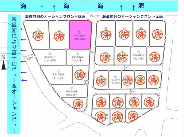 7月22日現在の販売区画状況です（該当区画No.③）
