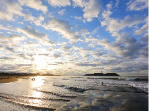 鵠沼海岸の様子。　日常に海が近くにある環境、湘南ライフ。