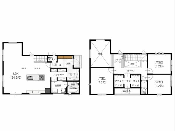 参考プラン。延床面積約33坪。