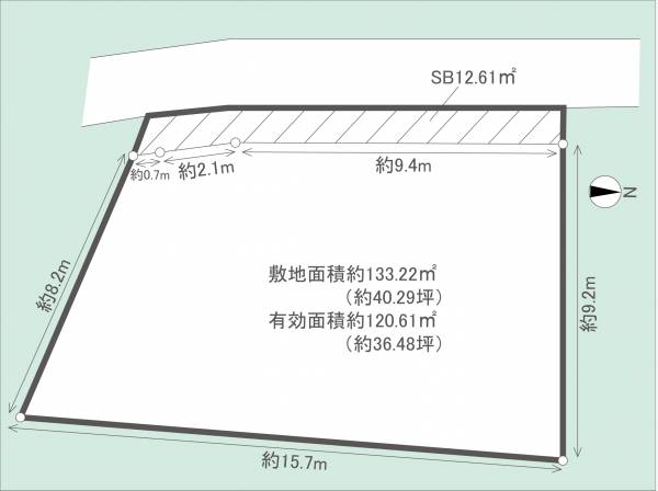 測量後の敷地図、建てやすそうな敷地形状です。