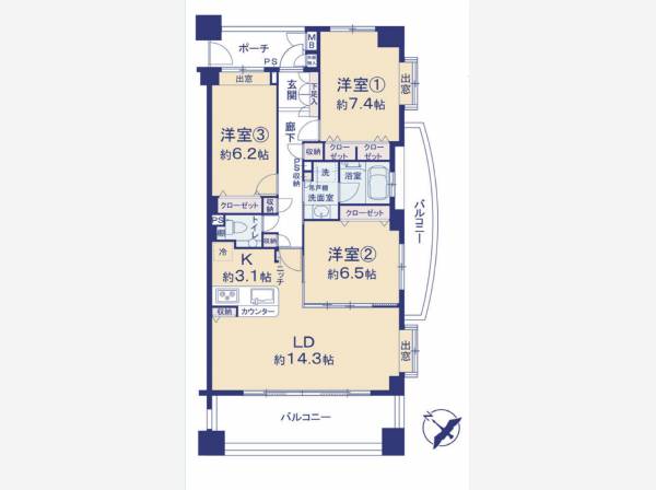 3LDK（専有面積：83.38㎡）