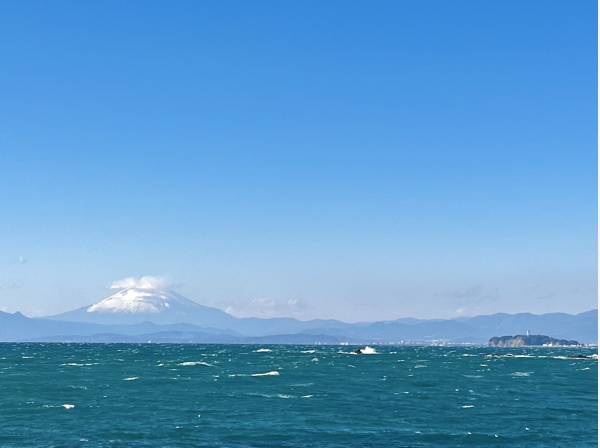 海、江ノ島、富士山を贅沢に眺めるバルコニーからの眺望