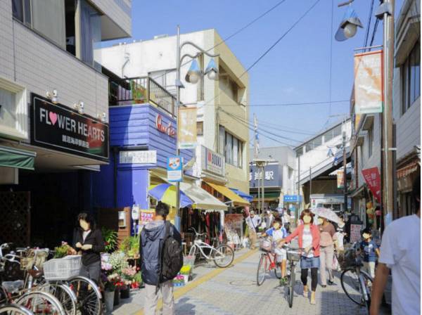 個性豊かなお店が並ぶ鵠沼海岸駅の商店街
約２，０００ｍ