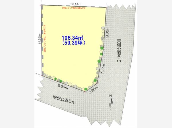 接道幅員は6m／5mと開放感あります