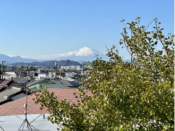 ルーフバルコニーから望む富士山はご覧の通り