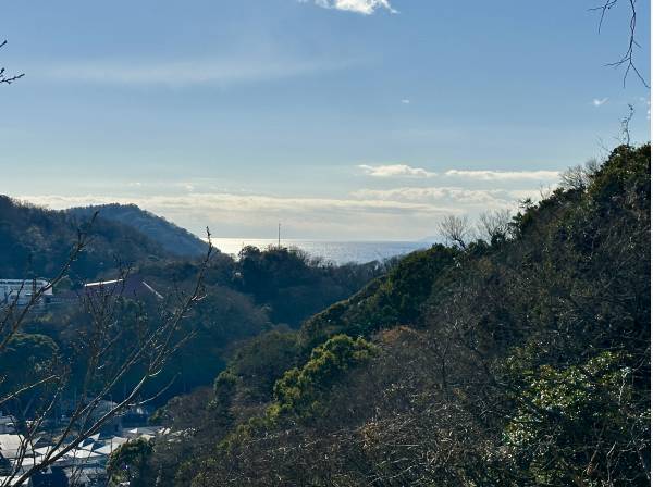 現地から100m程行った場所から望む葉山の海/四季を感じれる立地です